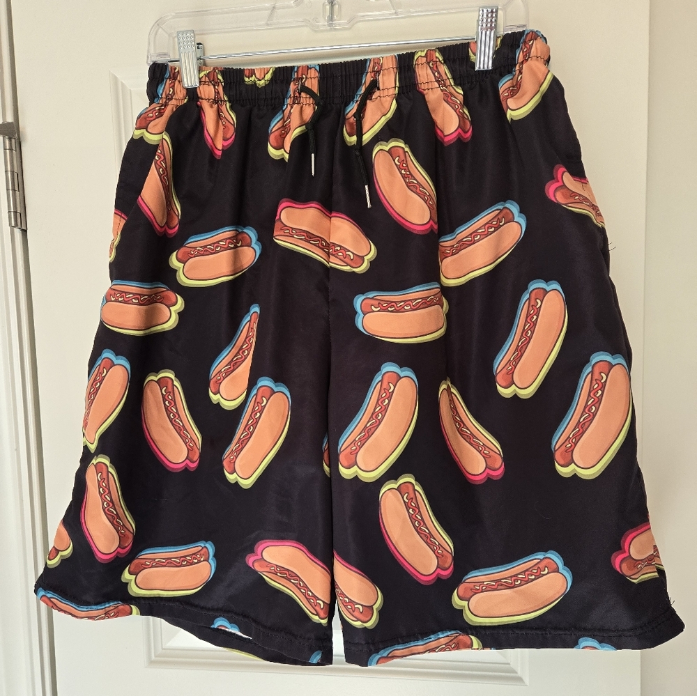 AGB Black and Orange Athletic Shorts with Fun Print